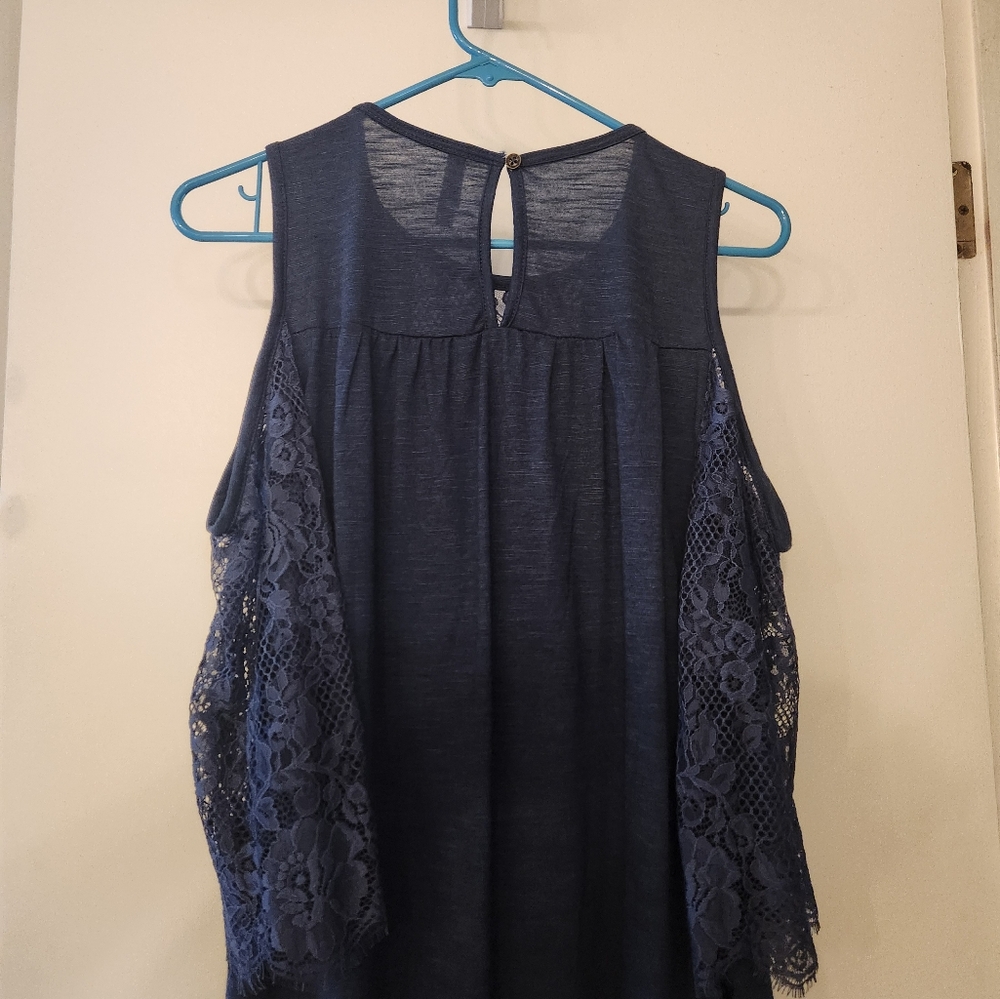 NWT Xhilaration Blue Cold Shoulder Top - Picture 4 of 4